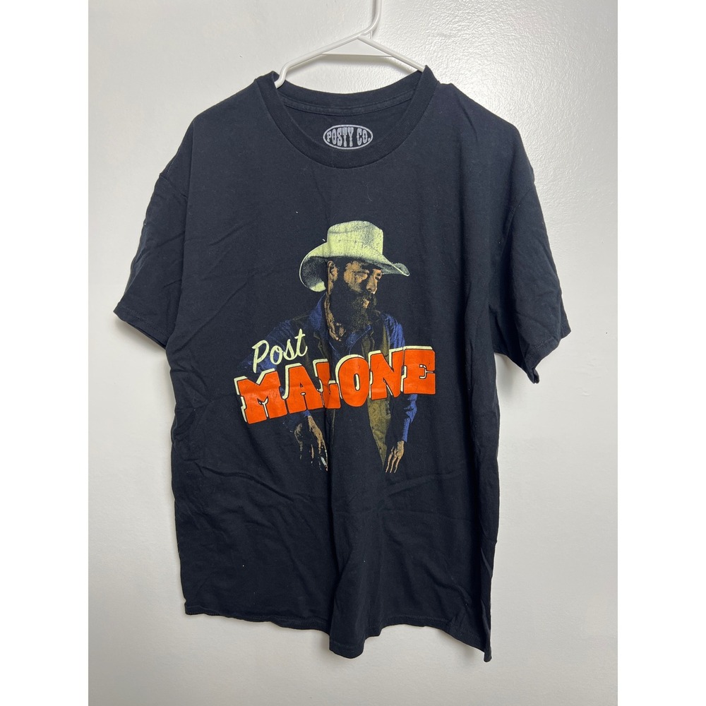 Posty Co‎ Post Malone Cowboy Graphic T-Shirt Mens L Black Urban Style  Concert